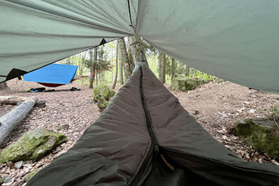 A hammock and a tarp.